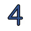 Stap 4 illustratie – blauw gekleurd cijfer met zwarte omranding